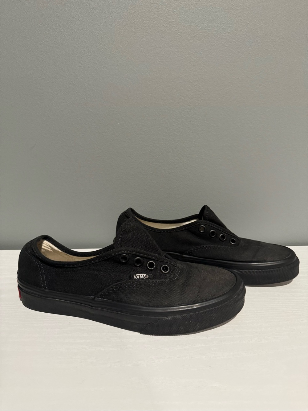 Vans All-Black Canvas Sneakers no laces